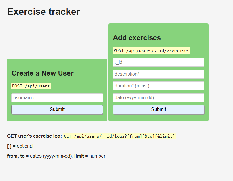 Exercise Tracker API